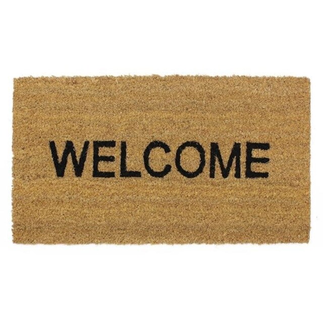 Jvl Welcome Coir Entrance Mat 60x33.5cm Brown Pvc Back Dirt Trapper
