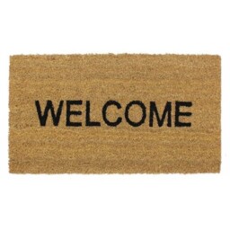 Jvl Welcome Coir Entrance Mat 60x33.5cm Brown Pvc Back Dirt Trapper