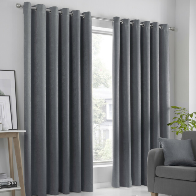 Fusion Semi-plain Woven Dim-out Lined Eyelet Curtains Or Cushions - 5
