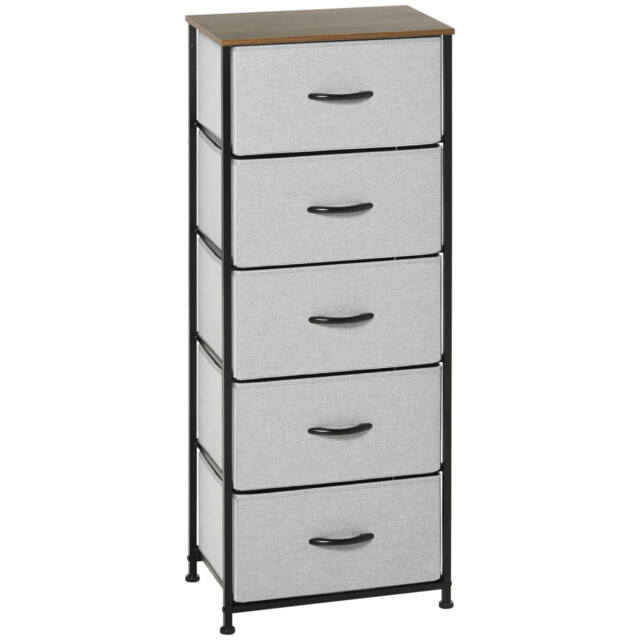 Chest Of Drawers Grey 5-drawer Fabric 116x45x30cm Steel Frame