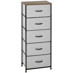 Chest Of Drawers Grey 5-drawer Fabric 116x45x30cm Steel Frame
