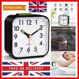 Silent Alarm Clocks Bedside Non Ticking Battery Powered Table Clocks