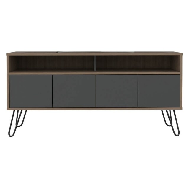 Oak & Grey Wide Tv Unit With 4 Doors [vegas]