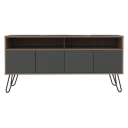 Oak & Grey Wide Tv Unit With 4 Doors [vegas]