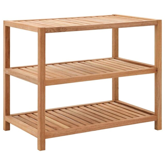 Solid Walnut Wood Bathroom Shelf 65x40x55cm Natural Wooden Storage