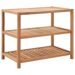 Solid Walnut Wood Bathroom Shelf 65x40x55cm Natural Wooden Storage