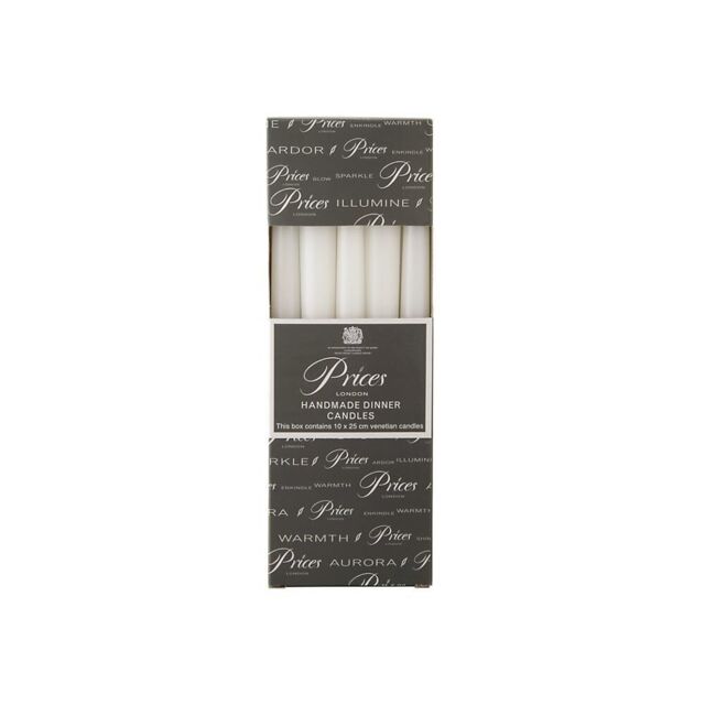 Prices Wax Tapered Venetian Dinner Candles Burn Time 7h Pk10 25cm