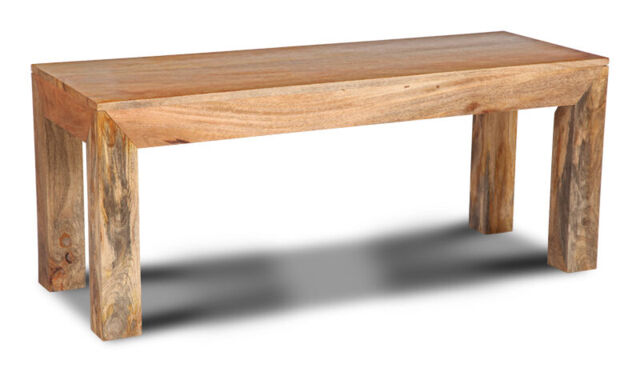Solid Mango Wood Light 130cm Bench Indian Furniture