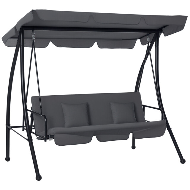 Outsunny 2-in-1 Swing Chair 3 Seater Hammock Cushion Bed Tilt Canopy