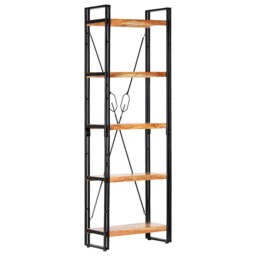 Bookcase Bookshelf Wooden Storage Rack Shelf Solid Wood Mango And Iron