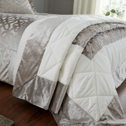 Catherine Lansfield Lattice Cut Velvet Bedspread, Natural, 220 X 230