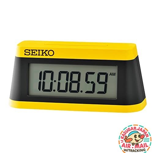 Seiko Clock Sq818y Sports Timer Digital Alarm Clock Yellow Black Fm