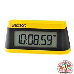 Seiko Clock Sq818y Sports Timer Digital Alarm Clock Yellow Black Fm