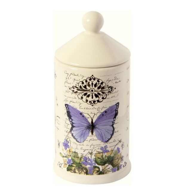 Porcelain Jar With Lid Moments Of Romance Purple Butterfly 15cm