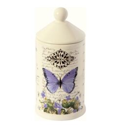 Porcelain Jar With Lid Moments Of Romance Purple Butterfly 15cm