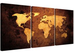 Vintage World Map Canvas Wall Art Set Of 3 For Your Bedroom