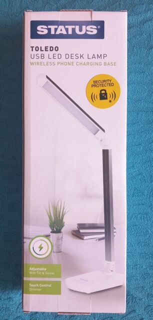 Status Toledo Led Desk Lamp Usb- Wireless Phone Charging Base White