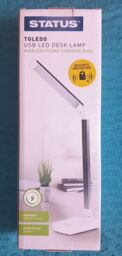 Status Toledo Led Desk Lamp Usb- Wireless Phone Charging Base White