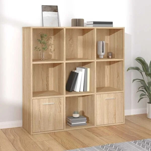 7-cube Bookcase With 2-bottom Door Cabinets, Storage Display Shelving