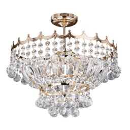 5 Light Gold Crystal Chandelier Louis Philippe Style Semi Flush