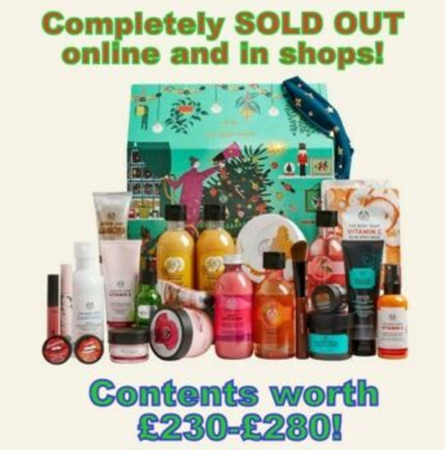 The Body Shop Green Gift Set Calendar - 25 Full-size Products - Worth