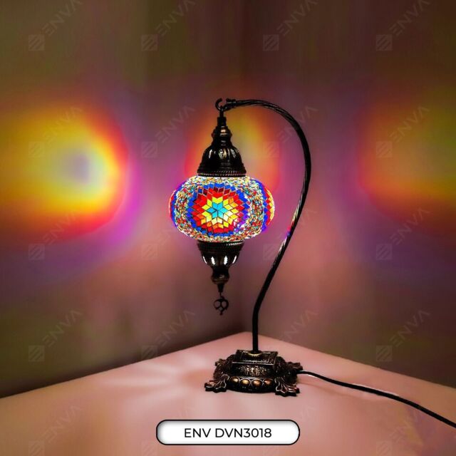 Turkish Moroccan Colourful Mosaic Lamp Light Tiffany Glass Desk Table