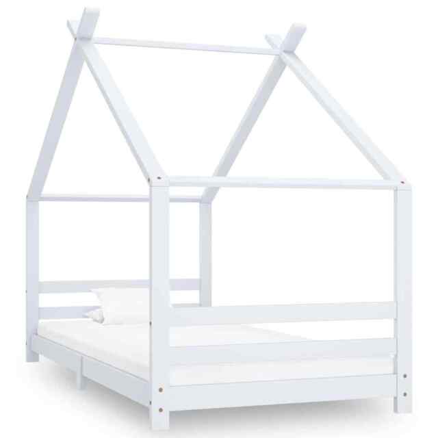 Kids Bed Frame White Solid Pine Wood 90x200 Cm Vidaxl