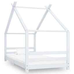 Kids Bed Frame White Solid Pine Wood 90x200 Cm Vidaxl