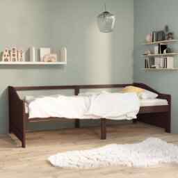 3-seater Day Bed Dark Brown Solid Pinewood 90x200 Cm Vidaxl