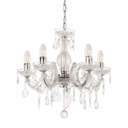 Litecraft Marie Therese Chandelier Crystal Effect Chrome Ceiling E14 5