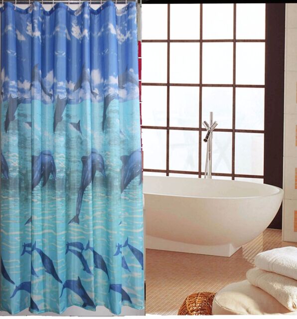 Shower Curtain 100% Polyester Fabric Modern Designer Washable + 12
