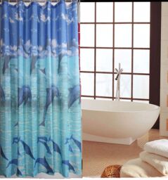 Shower Curtain 100% Polyester Fabric Modern Designer Washable + 12