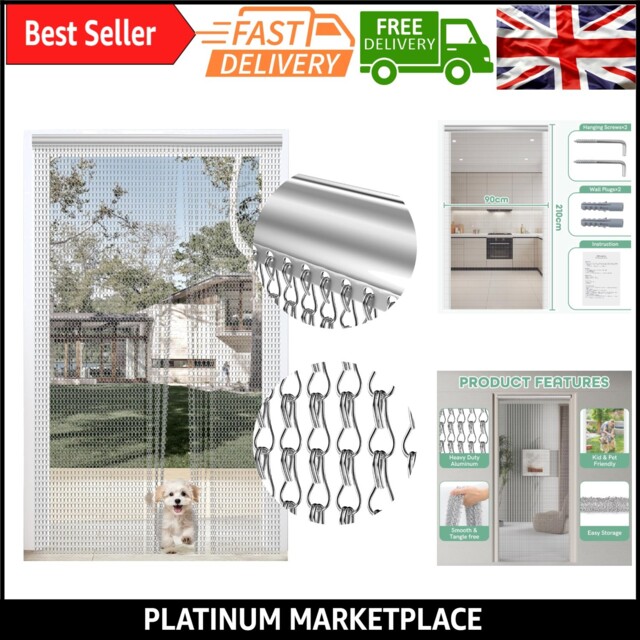 Aluminium Chain Door Fly Screens - Insect Barrier, Adjustable, Easy