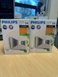 2 X Philips Herb Led Outdoor Wall Light In Stainless Steel Sensor