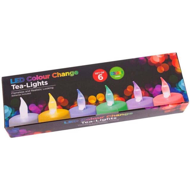 Led Colour Change Tea-lights Set Of 6