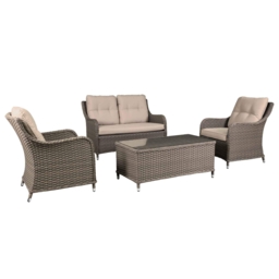 Garden Dining Set, 4-piece, Arm Chairs, Table & Sofa, Chester Rattan -