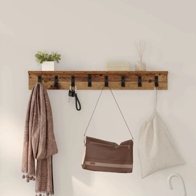 Wall-mounted Coat Rack With Shelf Old Wood 80 X 10.5 X 10.5 Cm Vidaxl