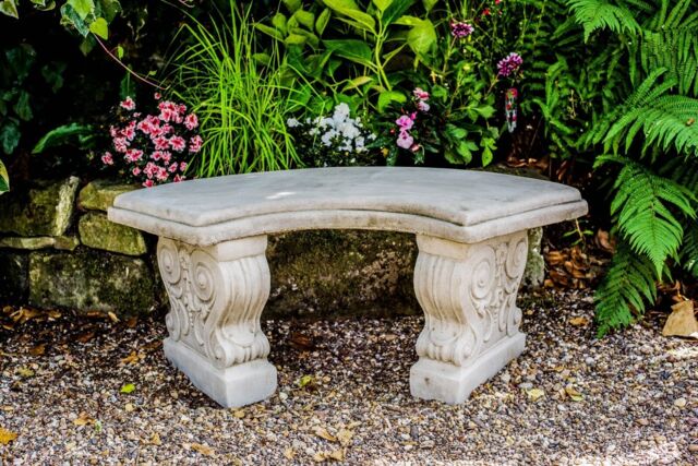 Stone Cast Curved Garden Bench Seat Heavy And Solid By Dgs Uk 90kgs