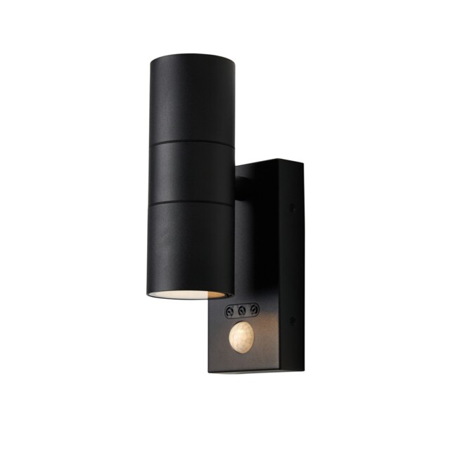 Litecraft Kenn Up & Down Black Outdoor Ip65 Wall Light With Pir Motion