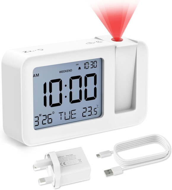 Projection Alarm Clock, Digital Projector Clock Mains Powered Bedside