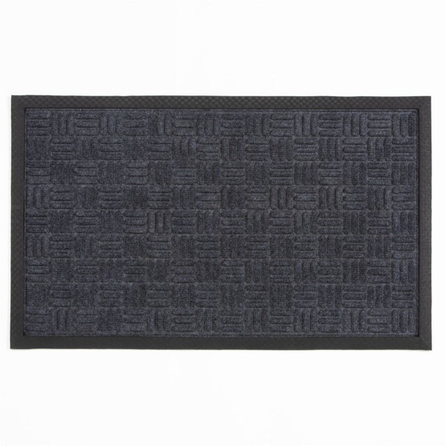 Doormat Grey45x75cm Polypropylene Embossed Backed Heavy Duty Scraper