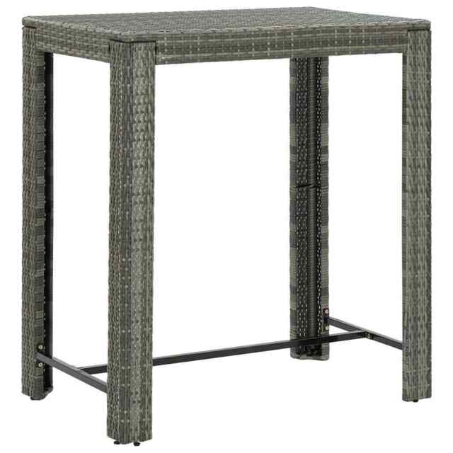 Garden Bar Table Grey 100x60.5x110.5 Cm Poly Rattan Vidaxl