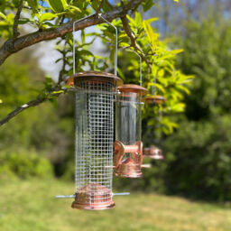 Copper Style Hanging Bird Feeder Seed, Nut And Suet Fat Ball (set Of