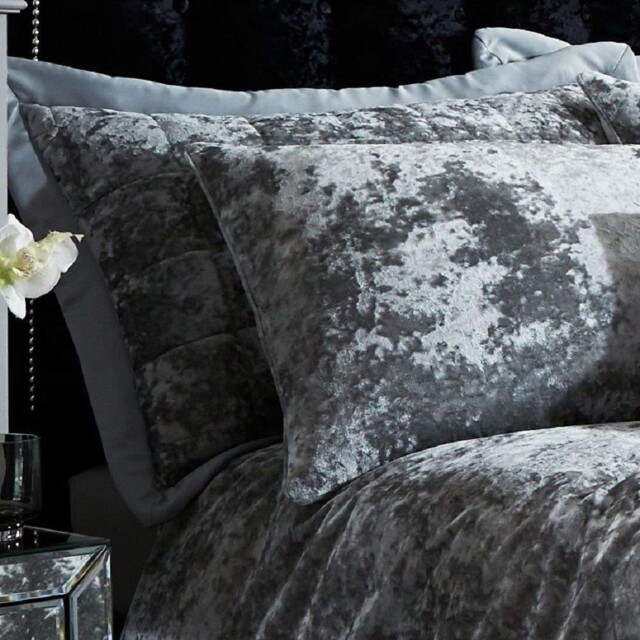 Catherine Lansfield Crushed Velvet Pillowsham Pair Pair, Silver