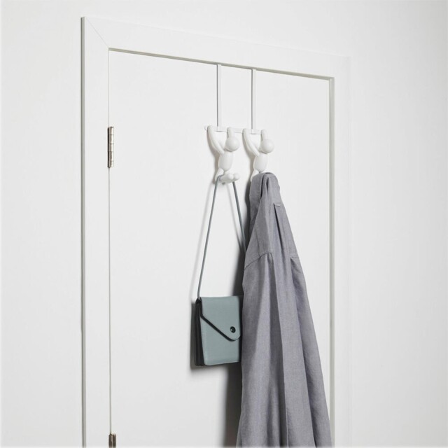 Umbra Furniture Buddy Door Coat Rack With Double Hooks Coat Hook White
