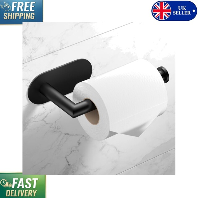 Stylish Matte Black Stick-on Toilet Roll Holder - Easy Installation &