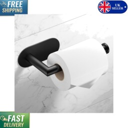 Stylish Matte Black Stick-on Toilet Roll Holder - Easy Installation &