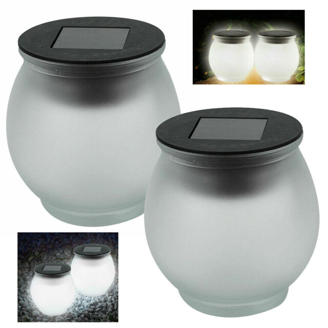 2 X Solar Led Garden Decoration Glass Crystal Sun Jar Lights Patio