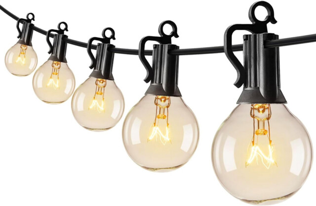 Voksun Indoor/outdoor String Lights, G40 25 Bulbs Garden Patio Outside