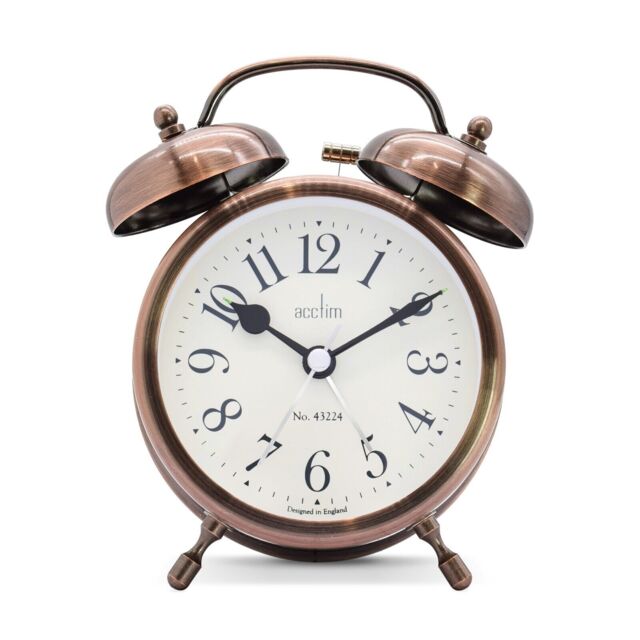 Acctim Pembridge Antique Brass/silver Double Bell Alarm Clock
